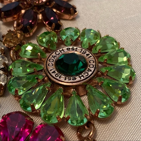 COACH Poppy Swarovski Crystal Flower 3 Strand Necklace 94584 - Picture 8 of 16